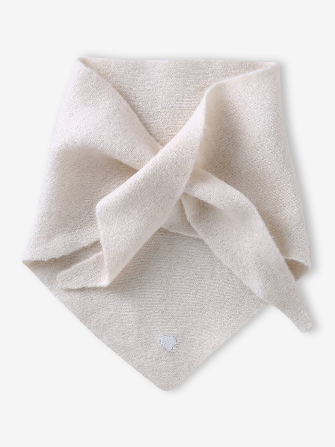Echarpe triangle en tricot fille écru