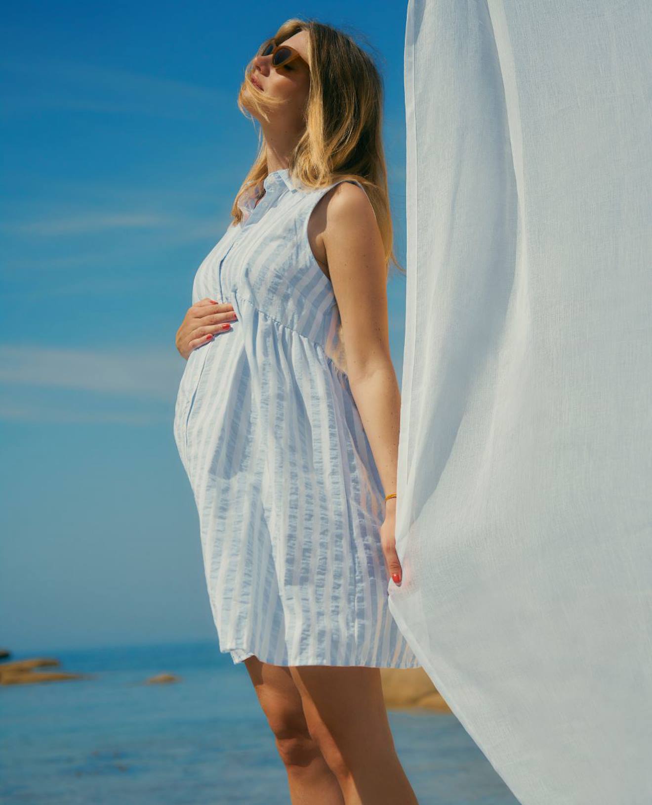 Robe Chemisier De Grossesse Et D'allaitement Agathe Bleu
