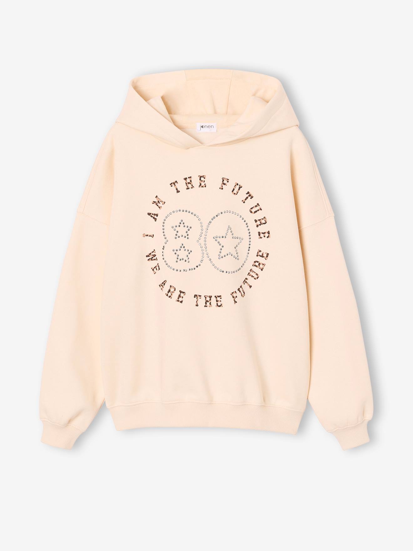 Sweat à capuche fille écru