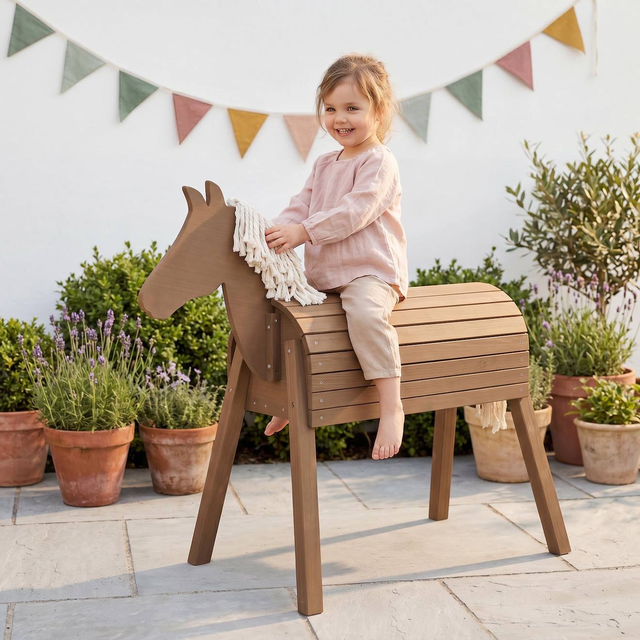 Cheval De Voltige En Bois Massif Teck