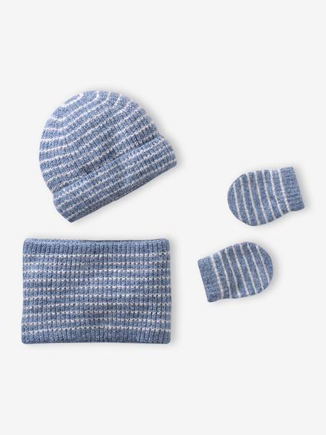 Bébé-Accessoires-Ensemble bébé garçon bonnet, snood et moufles