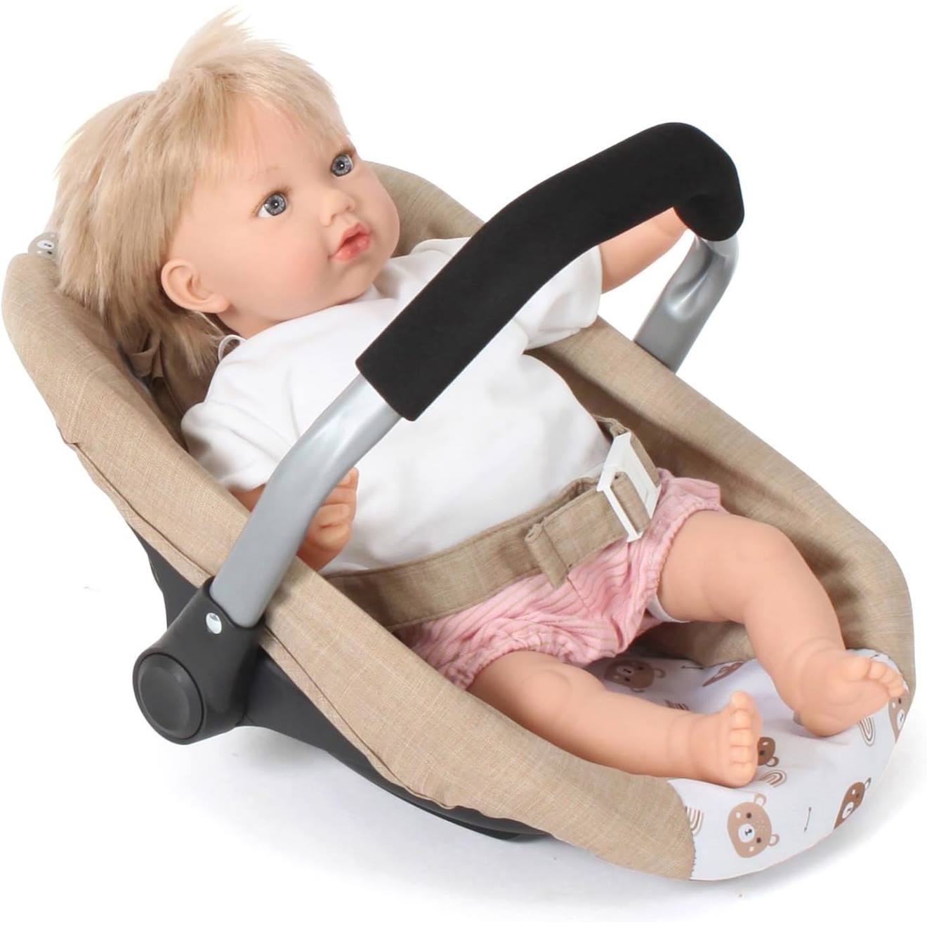 Siège Auto Pour Poupées Beige Avec Oursons Beige