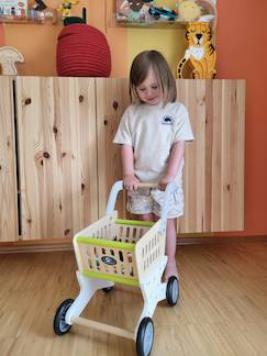 Jouet-Jeux d'imitation-Caddie en bois tendance