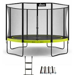 Jouet-Jeux de plein air-Jeux de plage-Tentes anti UV-Trampoline ø 430cm + filet de sécurité + échelle + kit ancrage - punchi 430 vert