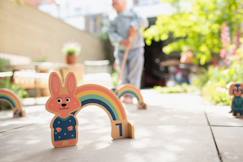 -Set de croquet arc-en-ciel en bois fsc - jeu extérieur pour enfant