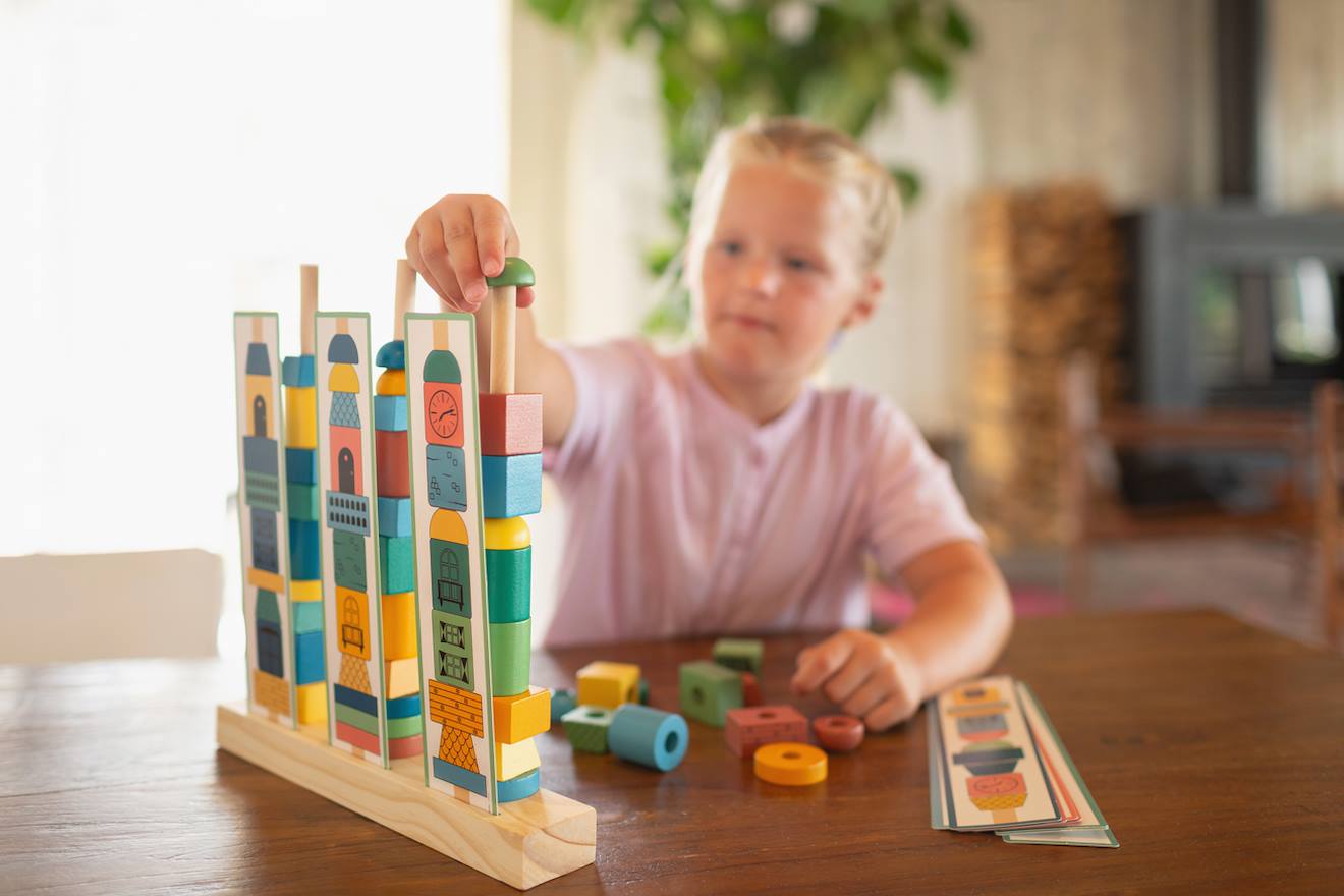 Tours À Empiler Bois Fsc - Jeu Apprentissage - Jouet En Bois Multicolore