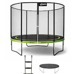 Jouet-Jeux de plein air-Jeux de plage-Tentes anti UV-Trampoline ø 300cm + filet de sécurité + échelle + kit ancrage - punchi 300 vert