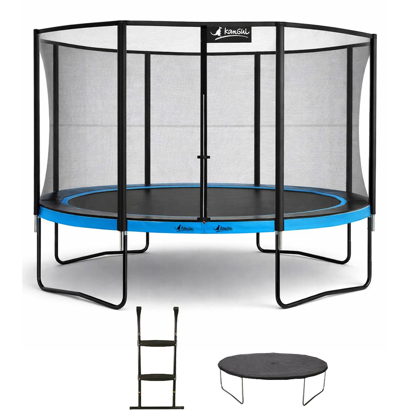 Trampoline Ø 430cm + Filet De Sécurité + Échelle + Bâche - Punchi 430 Bleu Bleu