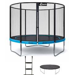 Jouet-Jeux de plein air-Jeux de plage-Tentes anti UV-Trampoline ø 300cm + filet de sécurité + échelle + bâche - punchi 300 bleu