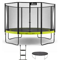 Jouet-Jeux de plein air-Jeux de plage-Tentes anti UV-Trampoline ø 430cm + filet de sécurité + échelle + bâche - punchi 430 vert