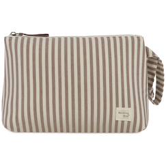 Puériculture-Toilette de bébé-Kit d'hygiène-Trousse de toilette praliné rayures moka