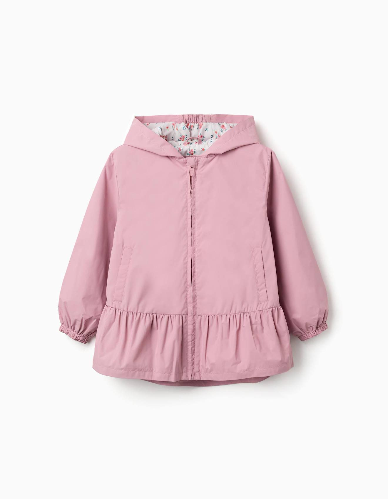 Coupe-vent Avec Capuche Et Ourlet À Volants Rose Clair