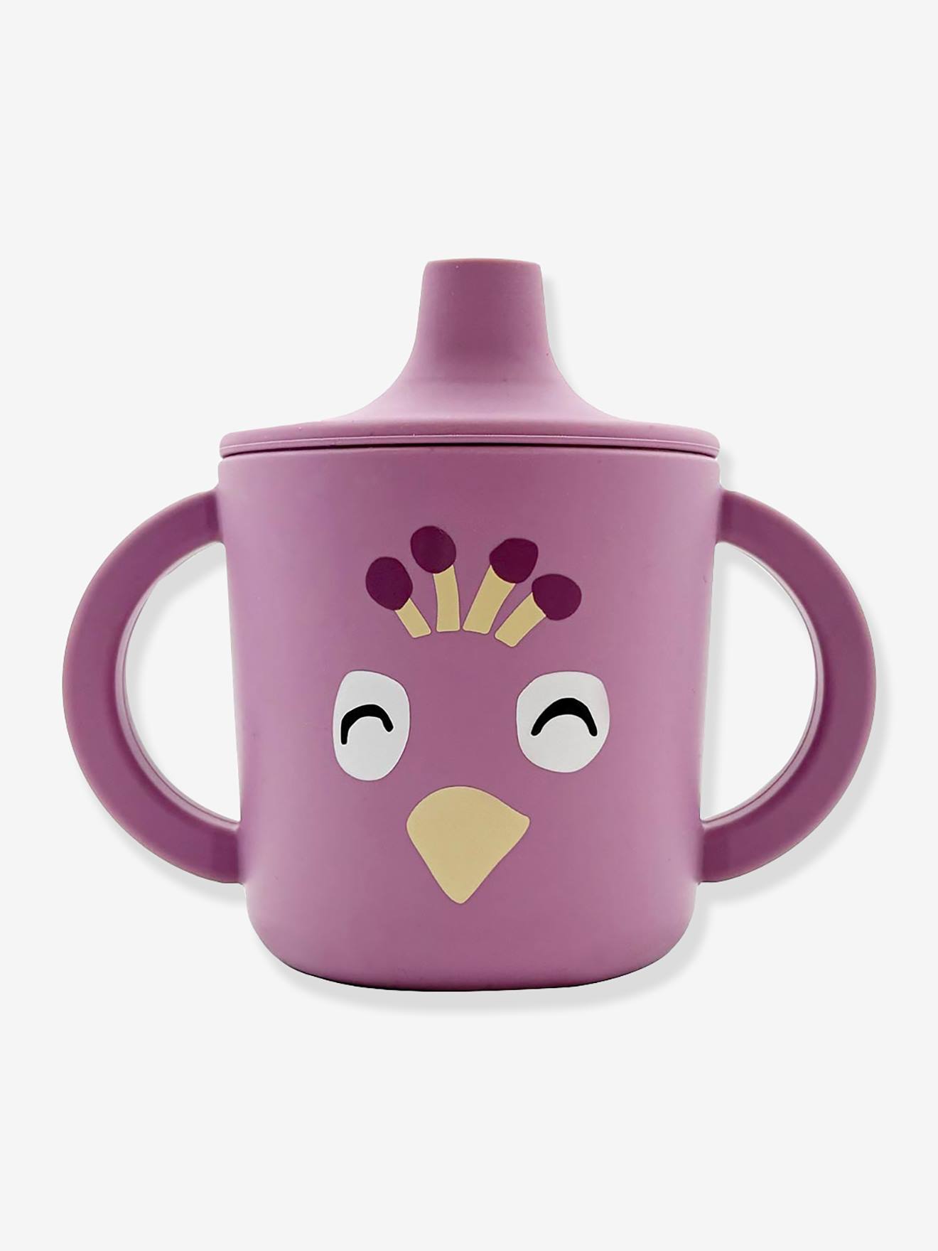Tasse d'apprentissage Animal en silicone mauve