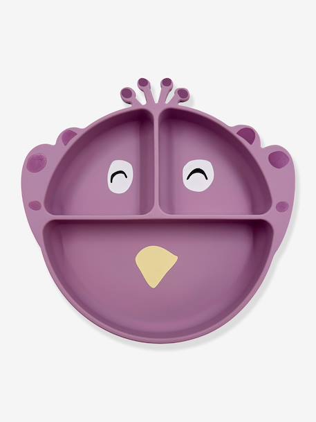 Assiette en silicone avec compartiments Animal mauve+Mr Dino+Mr Fox+Mr Lion+Mrs Cat 1 - vertbaudet enfant 