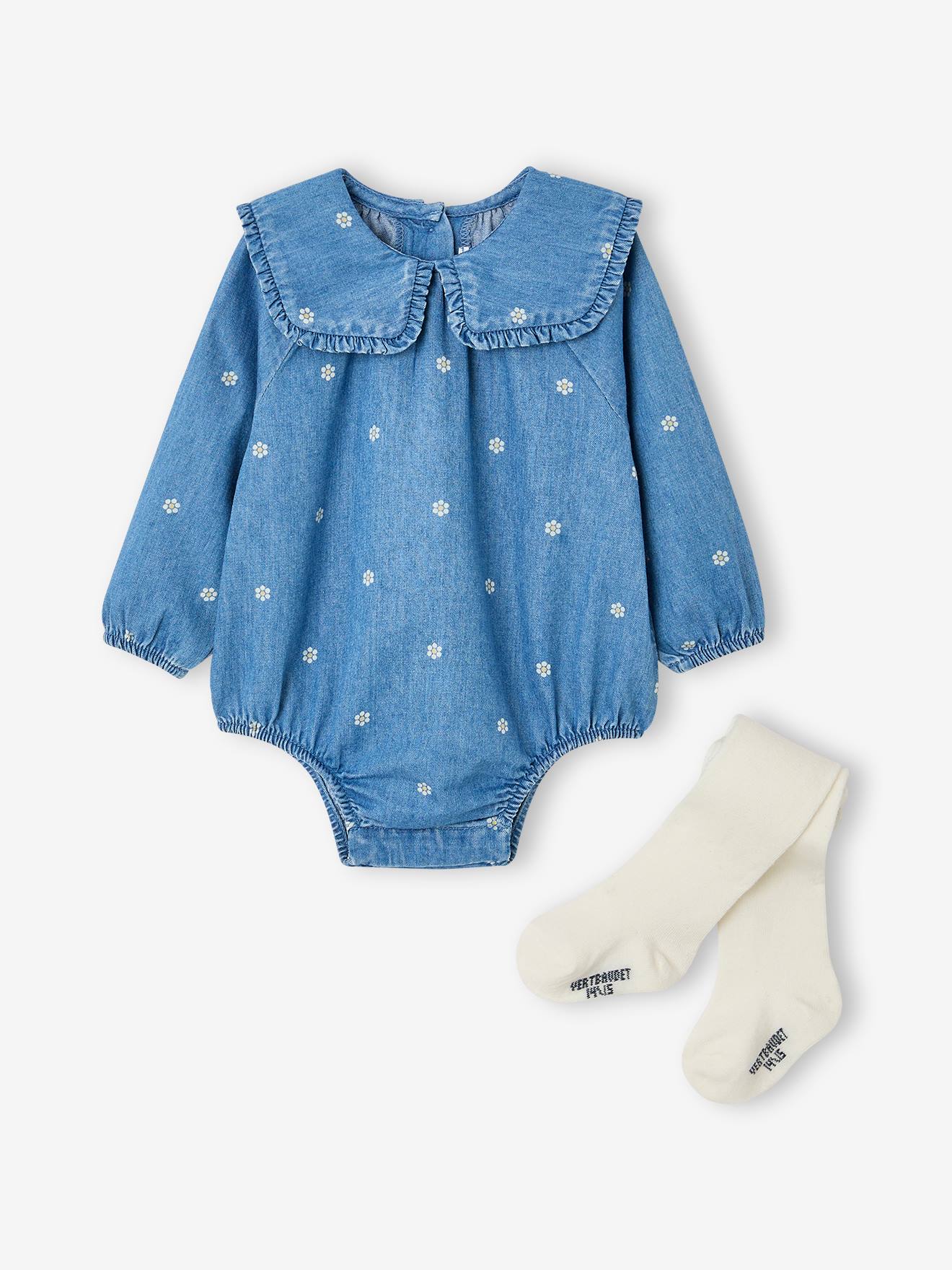 Ensemble barboteuse bébé avec collants stone