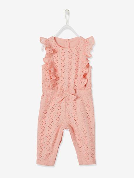 Combinaison Broderie Anglaise Bebe Fille Rose Pale Vertbaudet