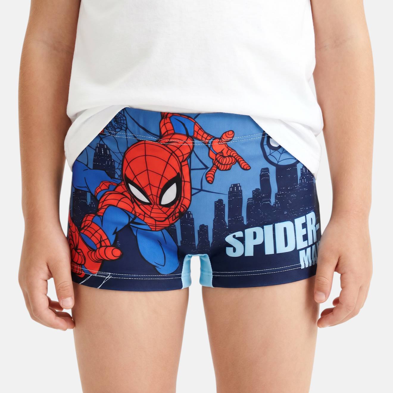 Boxer De Bain Garçon À Imprimé Spiderman Bleu