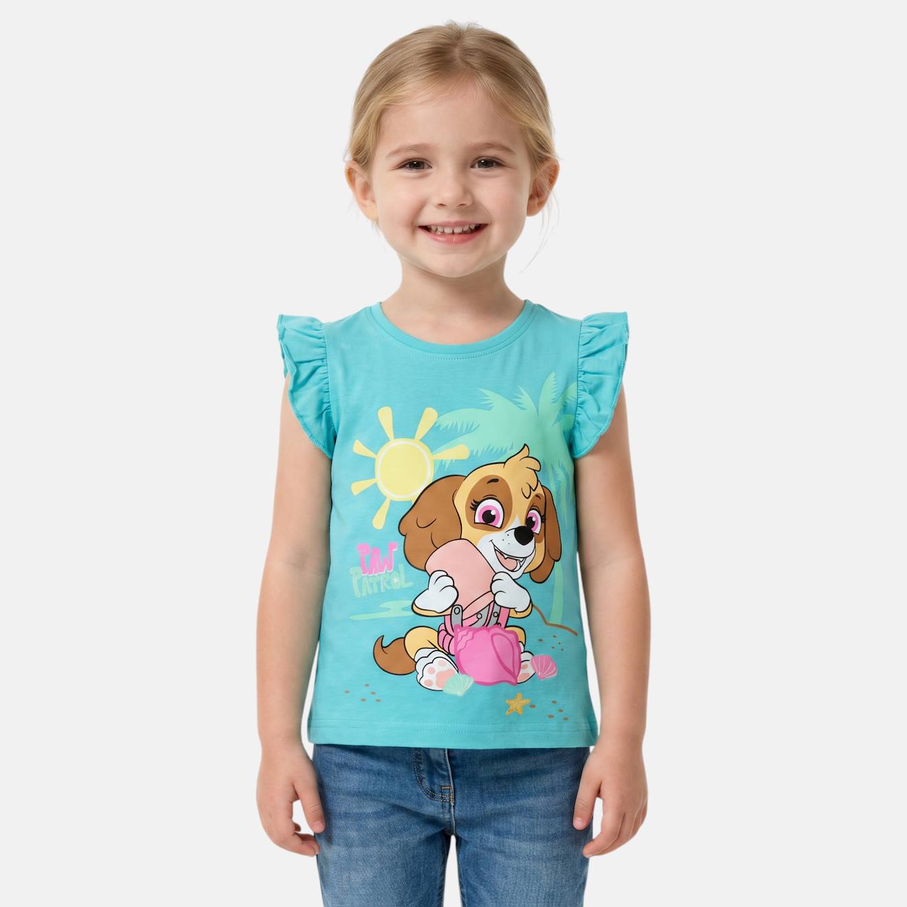 T-shirt Manches Courtes Fille Imprimé Pat Patrouille Bleu