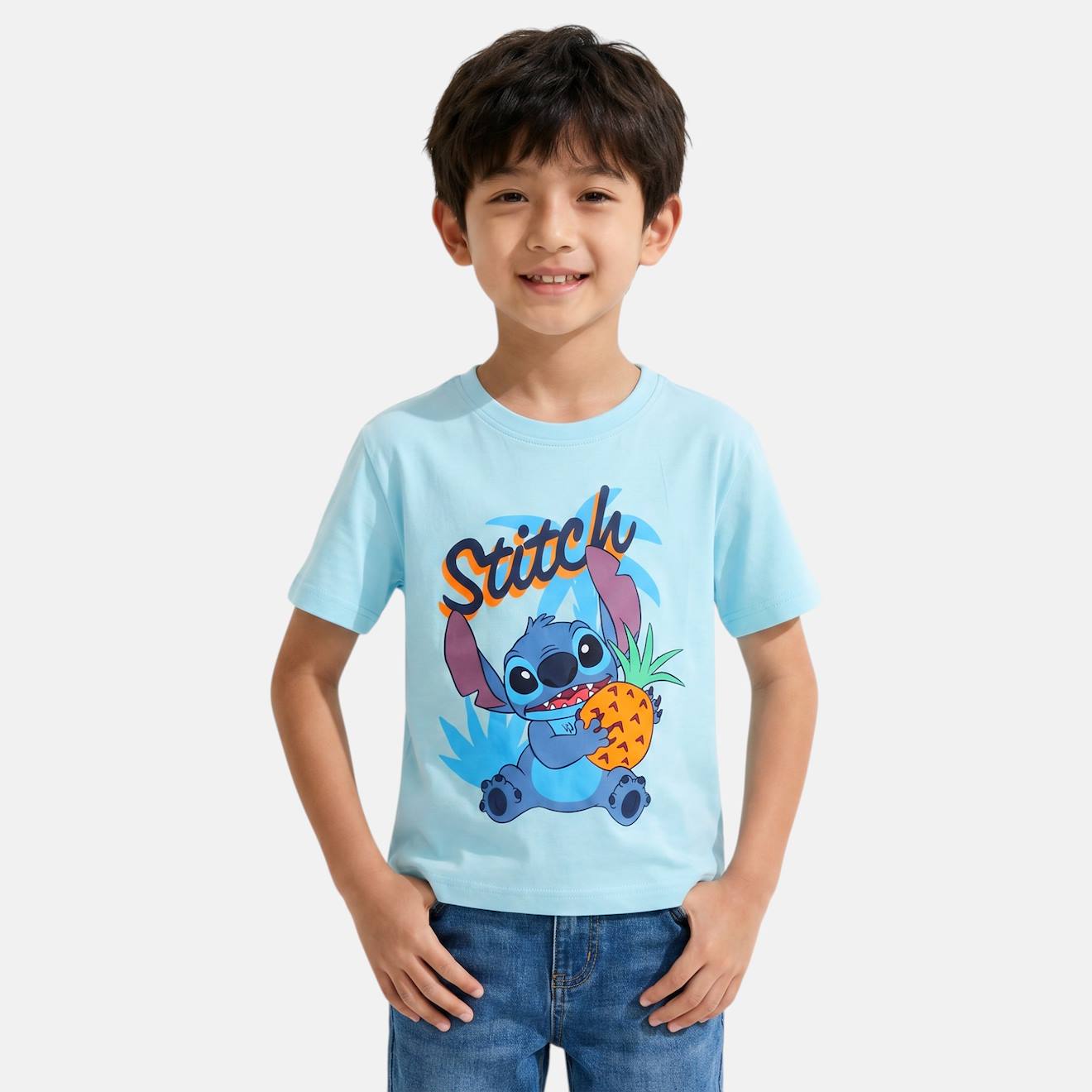 T-shirt Manches Courtes Garon Avec Personnage Lilo Stitch Bleu 10 €