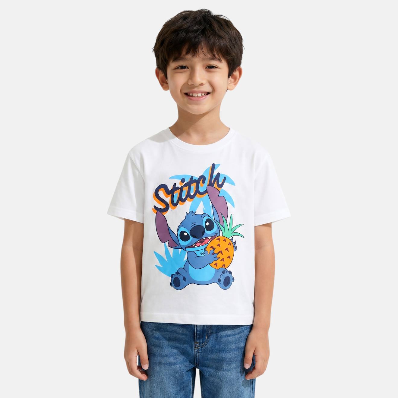 T-shirt Manches Courtes Garon Avec Personnage Lilo Stitch Blanc 10 €