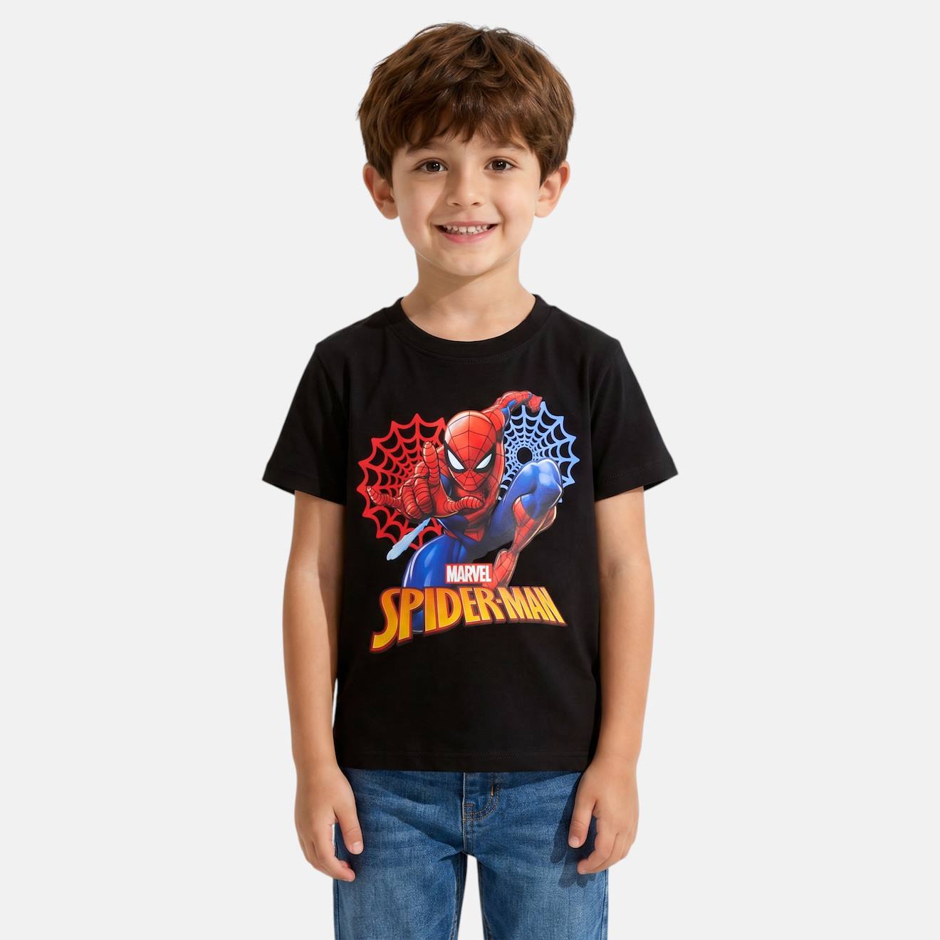 T-shirt Manches Courtes Garon Avec Personnage Spiderman Noir 10 €