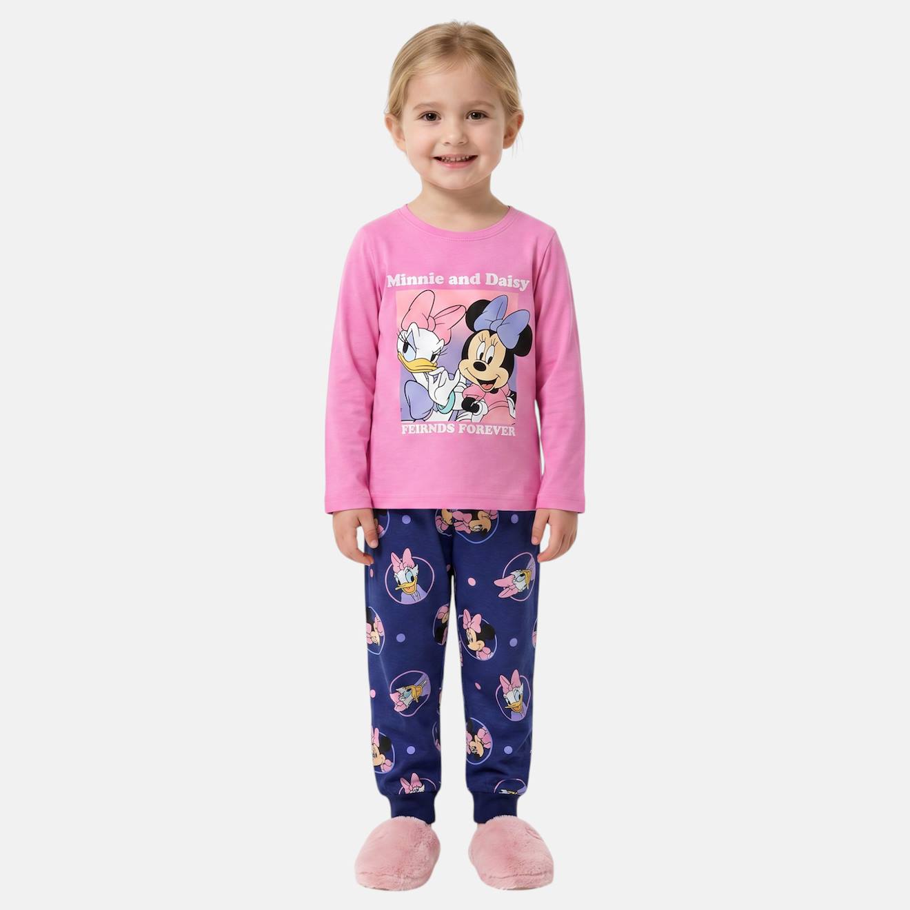 Ensemble Enfant Rose Et Pantalon Bleu Motif Personnage Minnie Rose