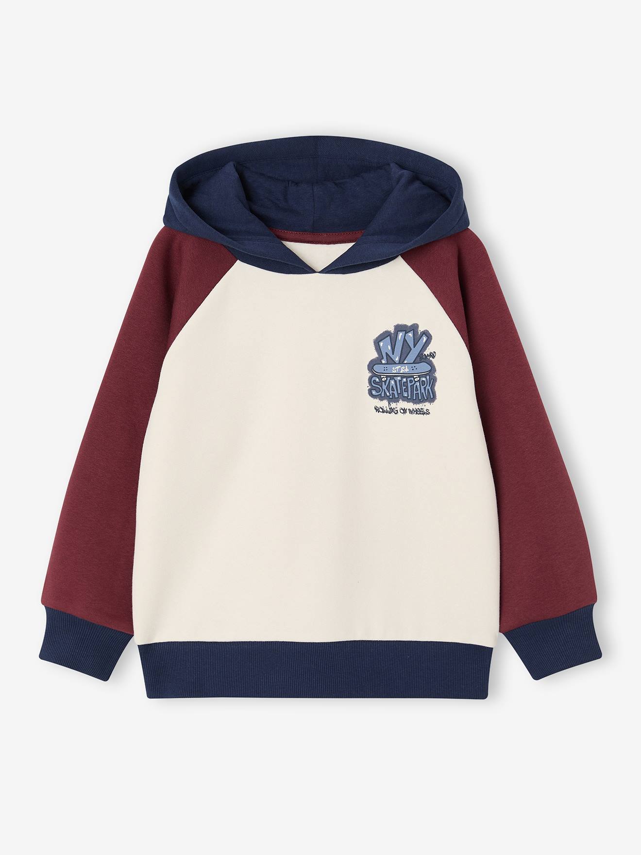 Sweat à capuche garçon bordeaux