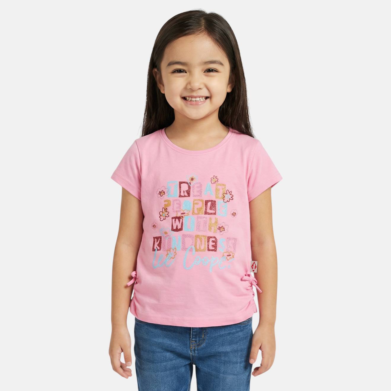 T-shirt Fille Manches Courtes Avec Dessin Rose 8 €