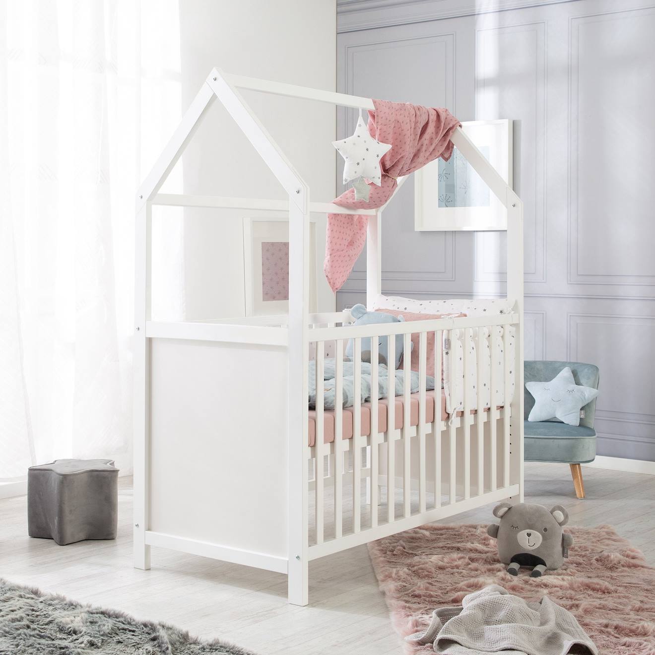 Lit Bébé Cabane En Bois Fsc® - Lit Cododo Convertible En Canapé Blanc