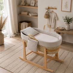 Puériculture-Lit de voyage et accessoires sommeil-Lit parapluie, couffin, berceau-Couffin matelasse + support en bois