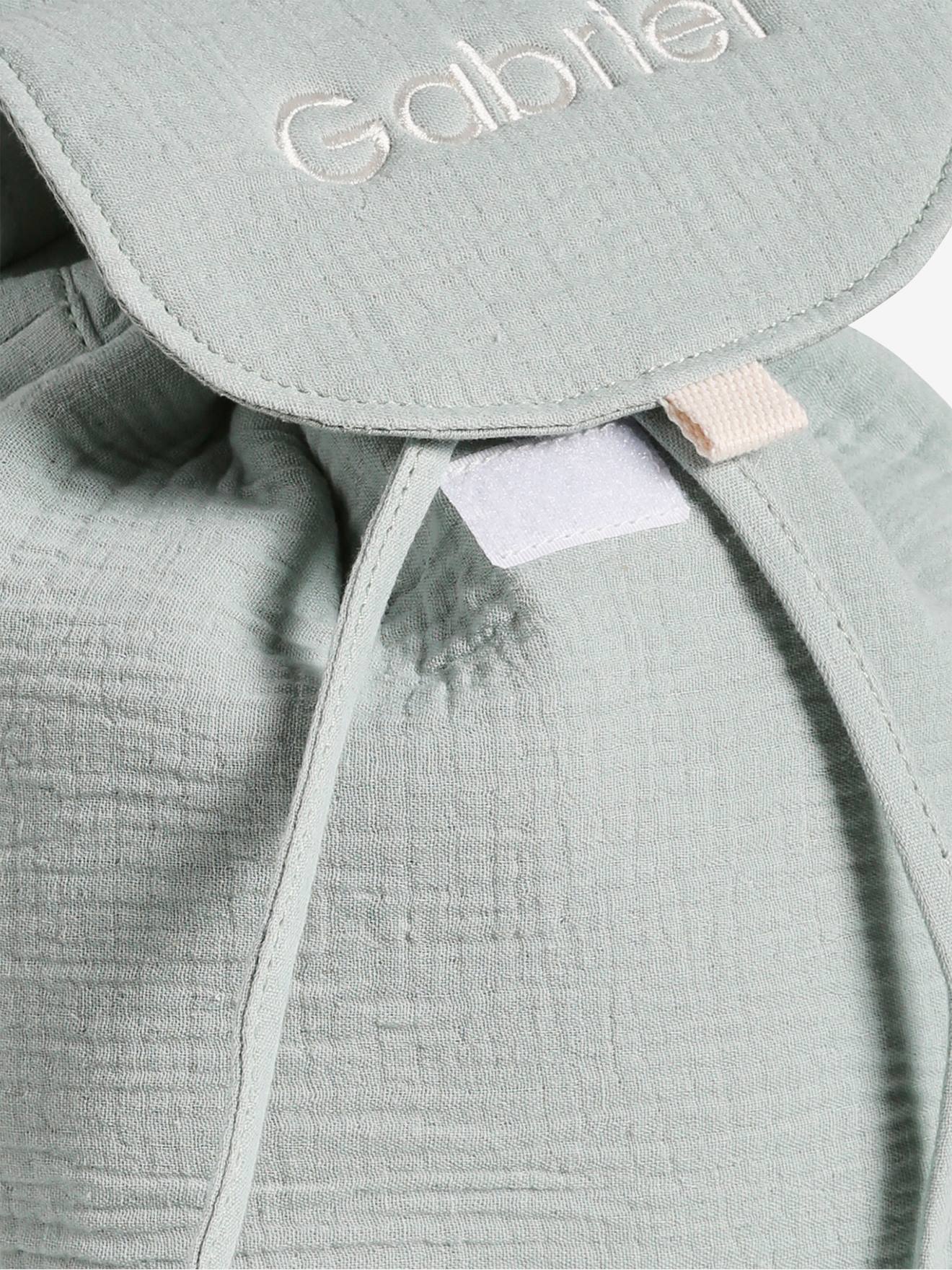 Sac à dos personnalisable en gaze de coton animation oreilles vert sauge (Vertbaudet) - Image 1