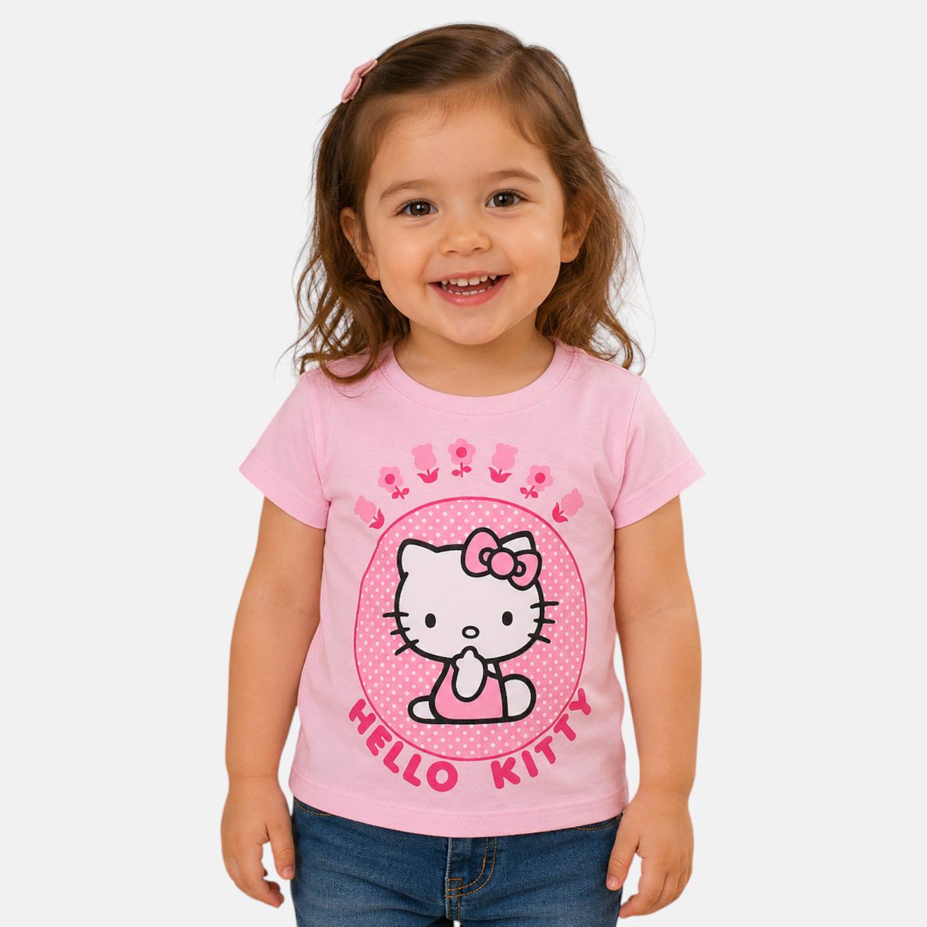 T-shirt Enfant Pour Enfant À Motif Hello Kitty Rose Clair