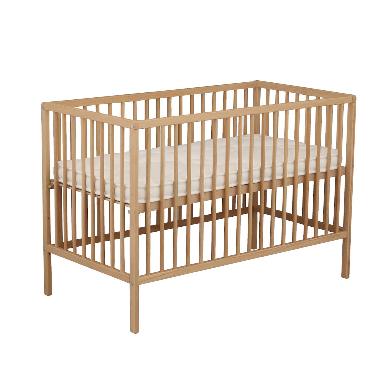 Lit Tout Barreaux En Bois Avec Matelas - First Marron (Baby Price) - Image 2