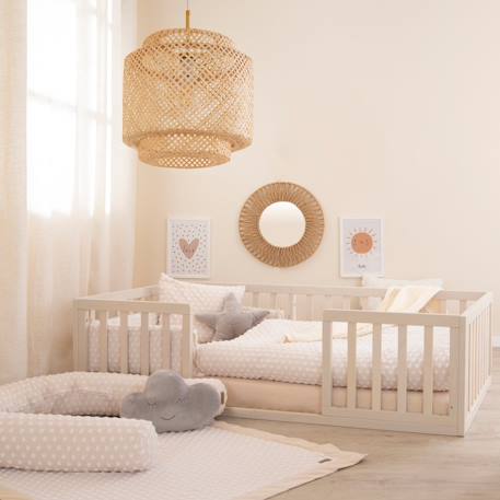 Roba - Lit Bébé Montessori Au Sol Avec Protection Antichute Beige Sable