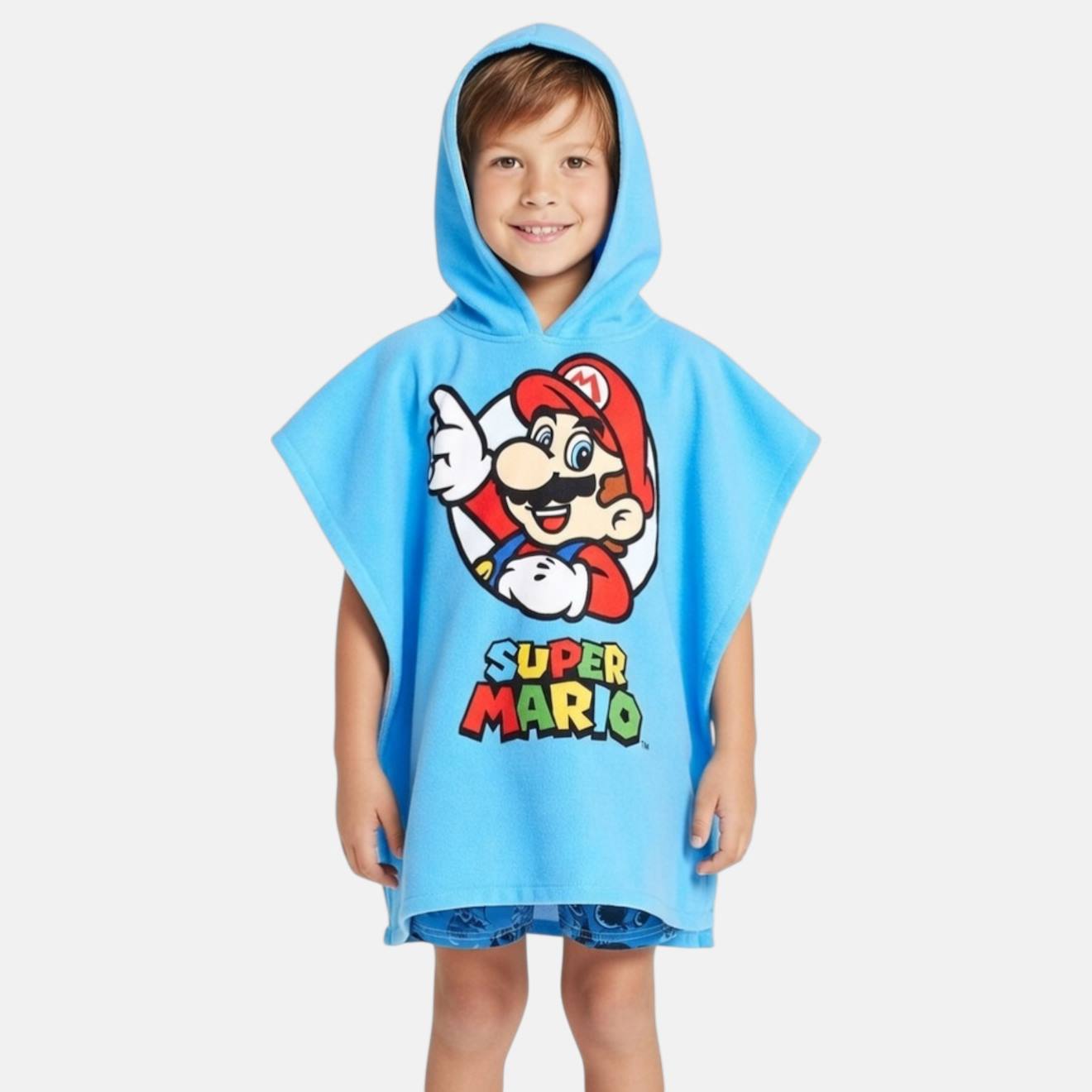 Poncho De Bain Garçon Mario Bleu