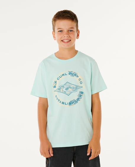 T-shirt staple filler garçon Aqua clair+Blanc 1 - vertbaudet enfant 