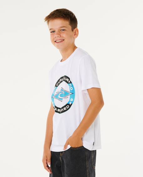 T-shirt staple filler garçon Aqua clair+Blanc 8 - vertbaudet enfant 