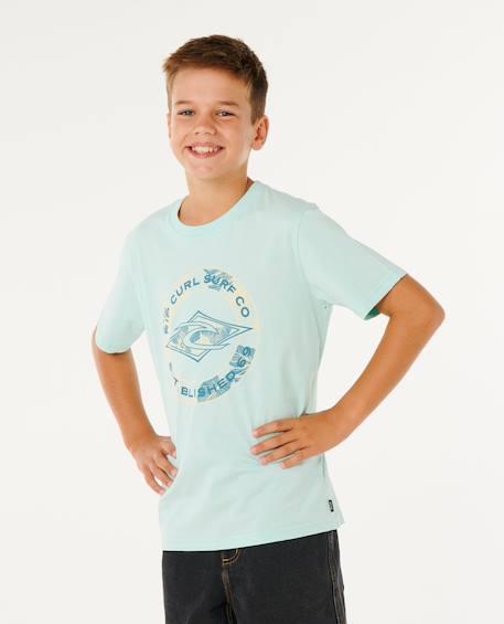 T-shirt staple filler garçon Aqua clair+Blanc 2 - vertbaudet enfant 