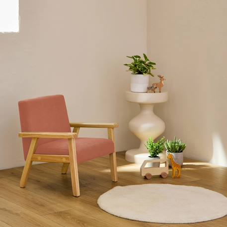 Fauteuil scandinave enfant velours côtelé et bois d'hévéa isak l 47 x p 43,5 x h 50cm Crème+Kaki foncé+Moutarde+Terracotta 21 - vertbaudet enfant 