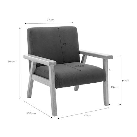 Fauteuil scandinave enfant velours côtelé et bois d'hévéa isak l 47 x p 43,5 x h 50cm Crème+Kaki foncé+Moutarde+Terracotta 5 - vertbaudet enfant 