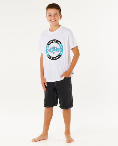T-shirt staple filler garçon Aqua clair+Blanc 10 - vertbaudet enfant 