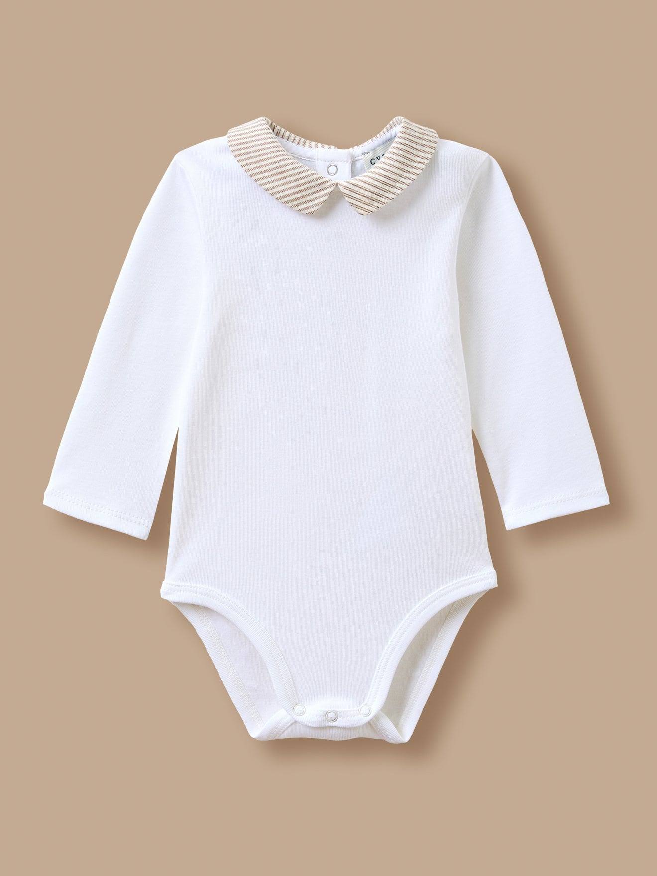 Body Col Rayé Bébé Rayure Marron/ecru