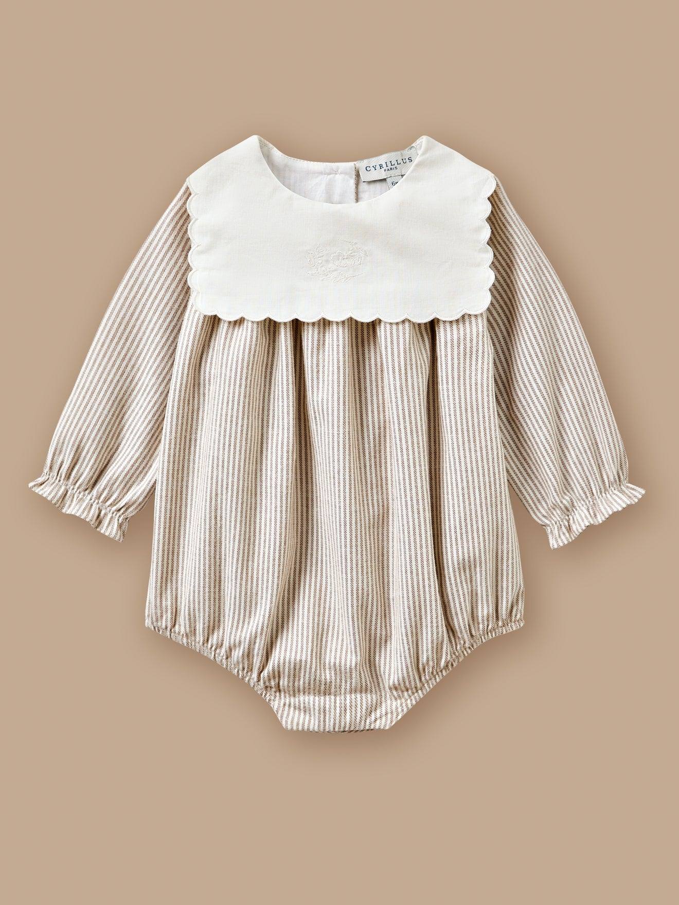 Barboteuse Rayée Bébé Rayure Marron/ecru