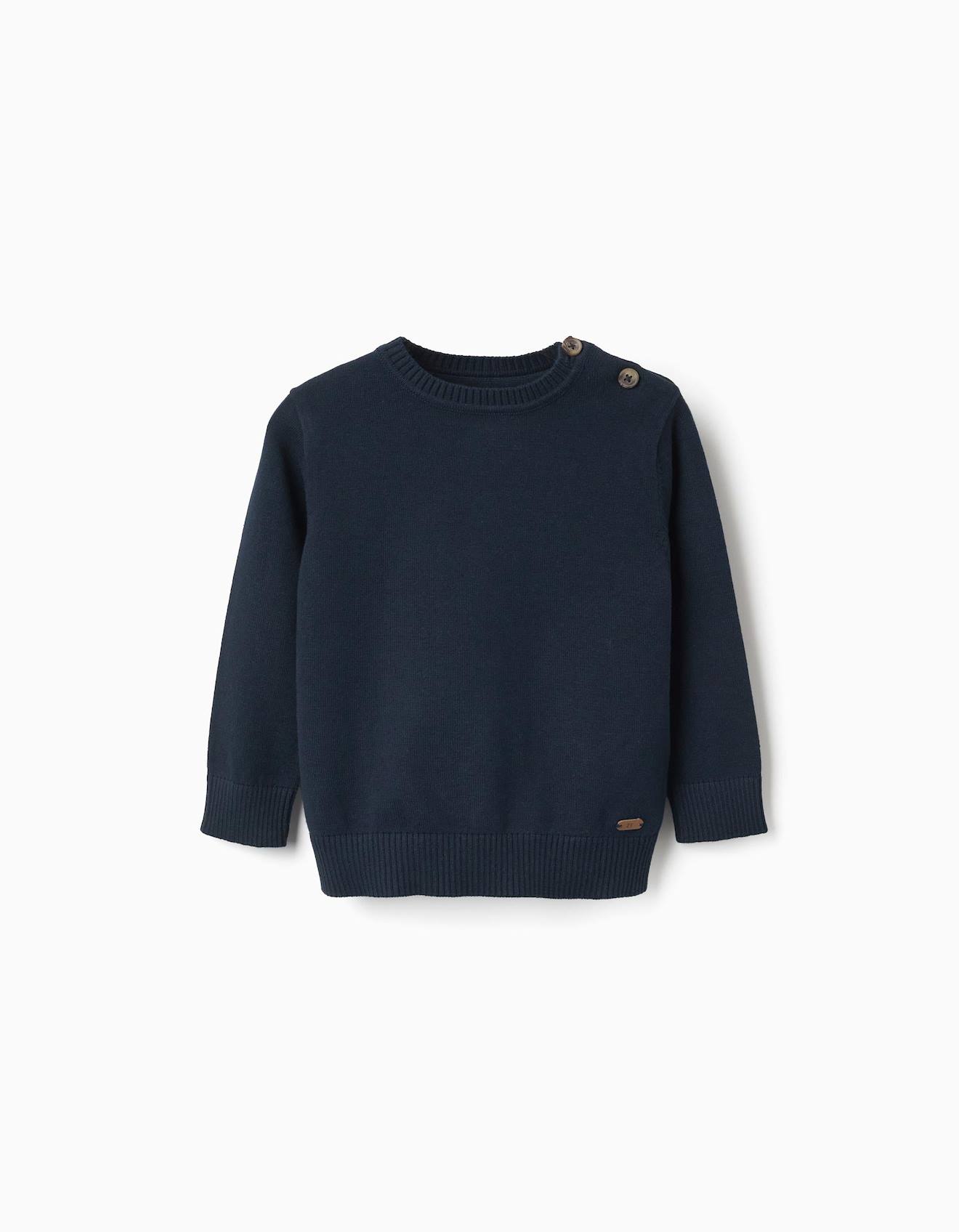 Pull En Maille Avec Boutons Sur L'épaule Bleu Foncé
