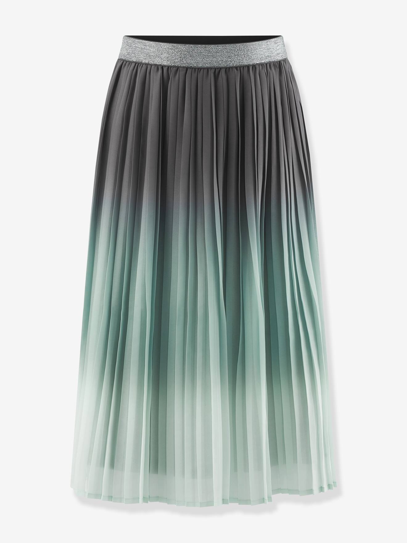 Jupe longue plissée fille Happy Girls vert de gris