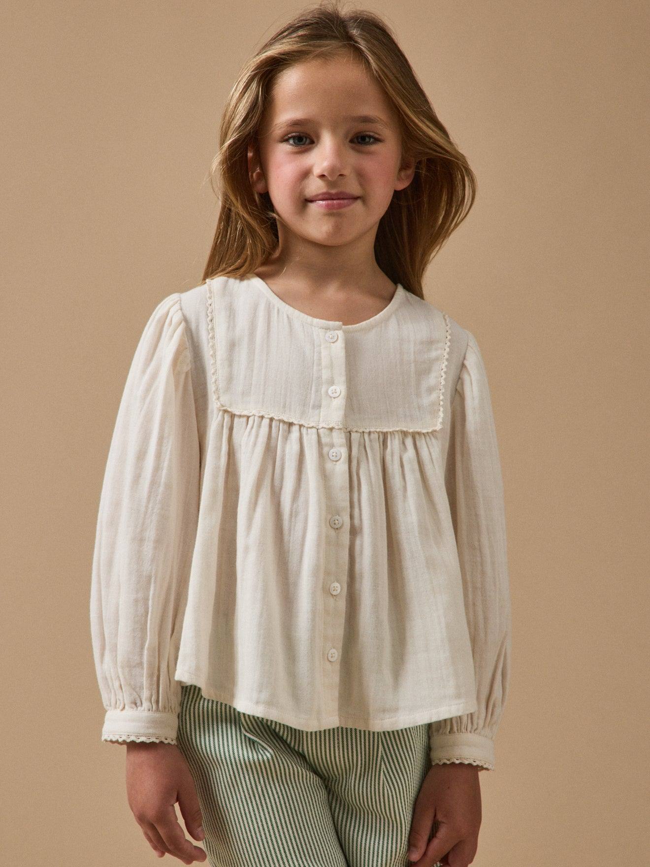 Blouse Gaze De Coton Fille Ecru
