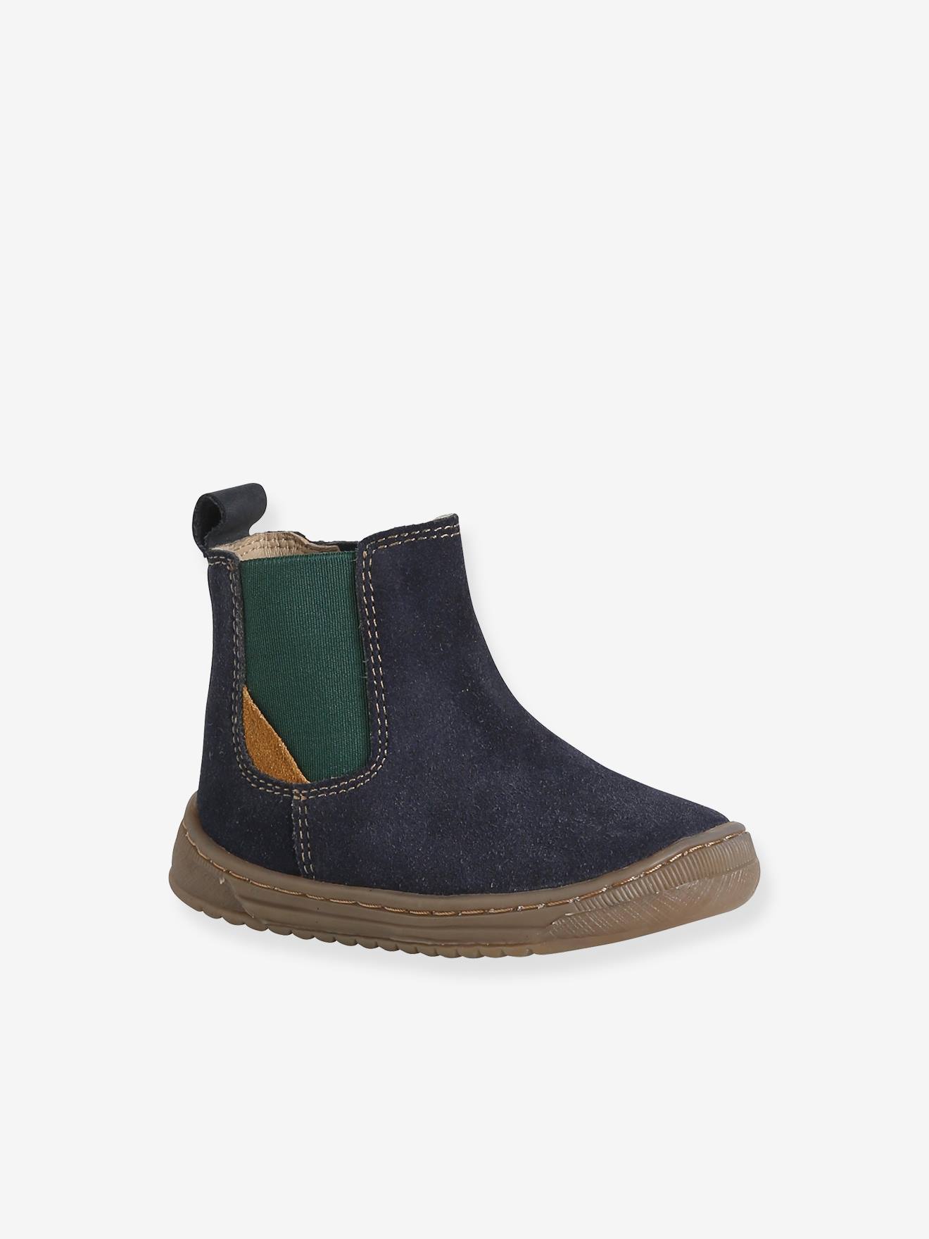 Chaussures bébé boots cuir marine