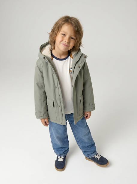 Parka garçon 3 en 1 blouson amovible kaki+lichen+Marine grisé+noix de pécan 17 - vertbaudet enfant 