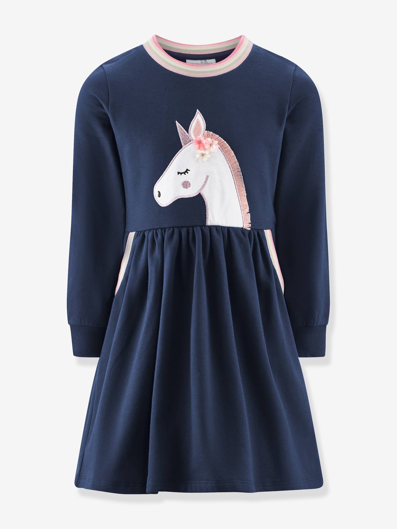 Robe sweat licorne fille Happy Girls marine