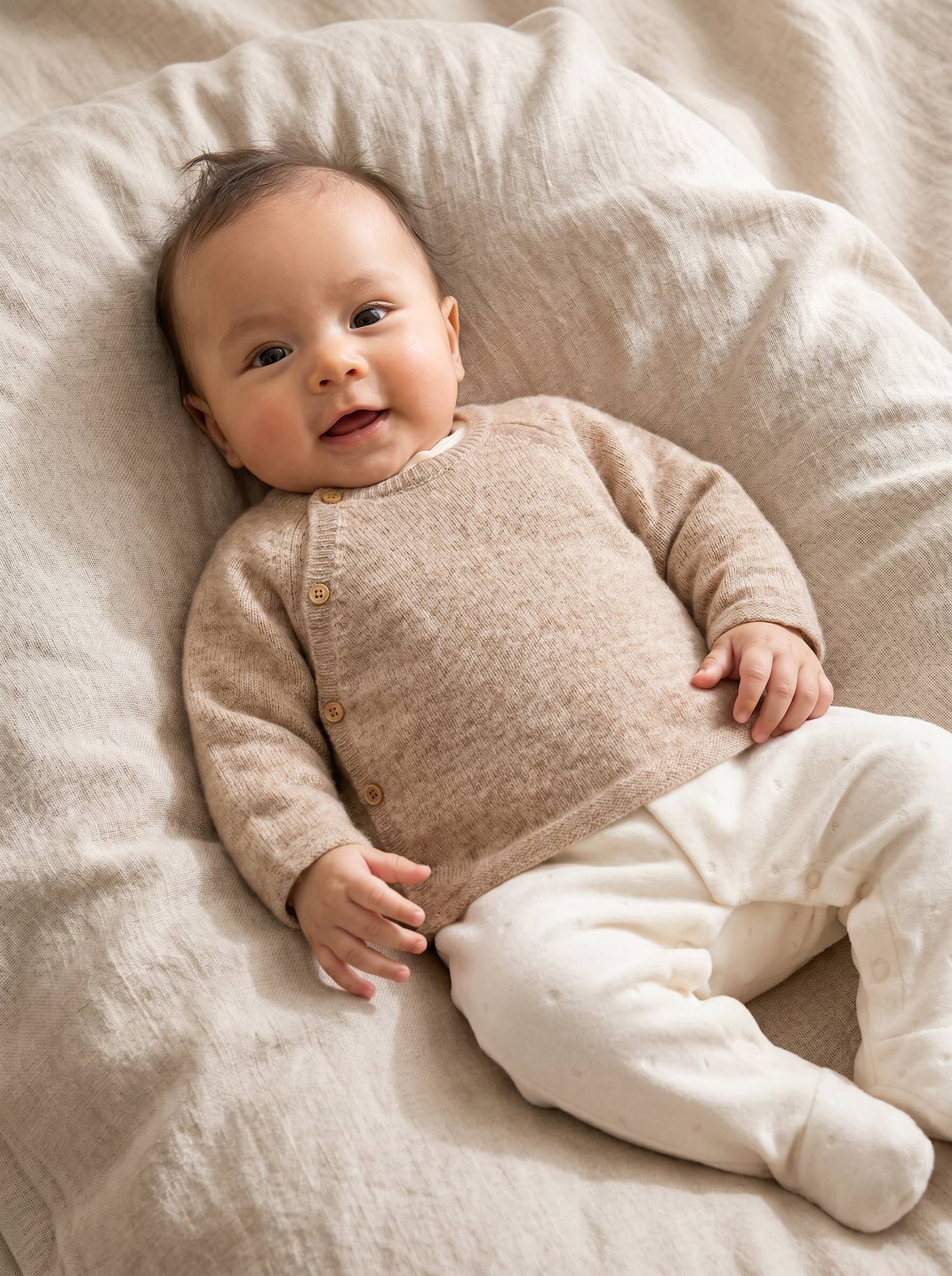 Ensemble naissance 3 pièces personnalisable beige chiné (Vertbaudet) - Couverture